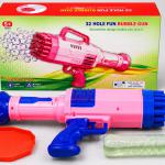 32-Hole Automatic Gatling Bubble Gun Toy with Light & Music (Includes Dipping Tray & Solution) বাবল গান টয় উইথ লাইট অ্যান্ড মিউজিক