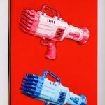 32-Hole Automatic Gatling Bubble Gun Toy with Light & Music (Includes Dipping Tray & Solution) বাবল গান টয় উইথ লাইট অ্যান্ড মিউজিক