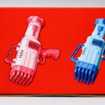 32-Hole Automatic Gatling Bubble Gun Toy with Light & Music (Includes Dipping Tray & Solution) বাবল গান টয় উইথ লাইট অ্যান্ড মিউজিক
