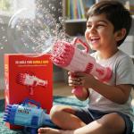 32-Hole Automatic Gatling Bubble Gun Toy with Light & Music (Includes Dipping Tray & Solution) বাবল গান টয় উইথ লাইট অ্যান্ড মিউজিক