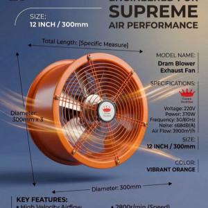 Dram blower high speed exhaust fan( size-12")