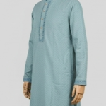 Serene Aqua Texture Panjabi ( China Fancy Cotton )