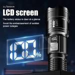 LED Camping Flashlight 1200mAh 10W 800 Lumen USB Rechargeable Tactical Torch with Digital Display ABS