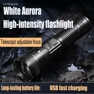 LED Camping Flashlight 1200mAh 10W 800 Lumen USB Rechargeable Tactical Torch with Digital Display ABS