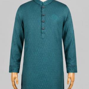 Teal Heritage Panjabi (Kashmiri Cotton)টিল হেরিটেজ পাঞ্জাবি (কাশ্মীরি কটন)