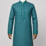 টেক্সচার্ড স্লাব কটন ফেস্টিভ পাঞ্জাবি/Deep Teal Textured Slub Cotton Festive Panjabi