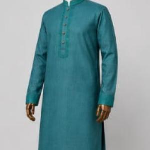 টেক্সচার্ড স্লাব কটন ফেস্টিভ পাঞ্জাবি/Deep Teal Textured Slub Cotton Festive Panjabi