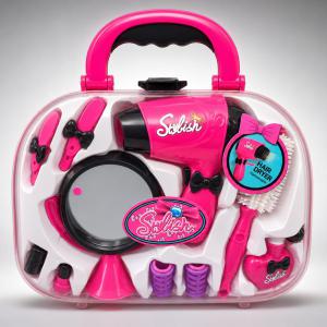 Kids Fashion & Makeup Salon Playset with Portable Pink Suitcase - Pretend Play Toy for Girls বাচ্চাদের আকর্ষণীয় মেকআপ ও হেয়ার স্টাইলিং সেট - পোর্টেবল পিংক সুটকেস টয়